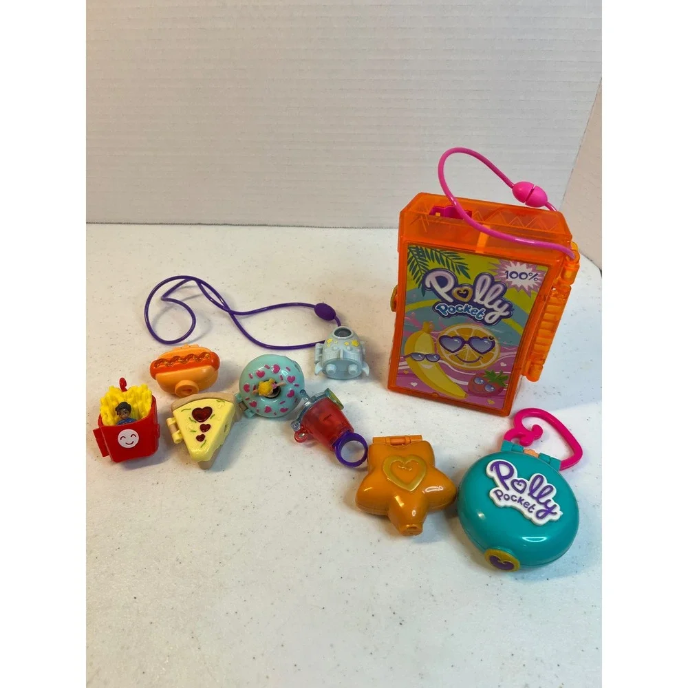 Polly‎ Pocket Tiny Takeaways Tiny Worlds Lot Food Themes Tropical Case Dolls